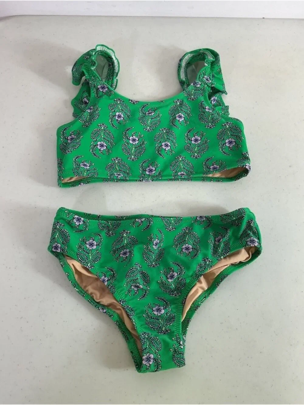 Crewcuts Girls 2pc Bikini Swim Set Bralette Floral Print Size 14
